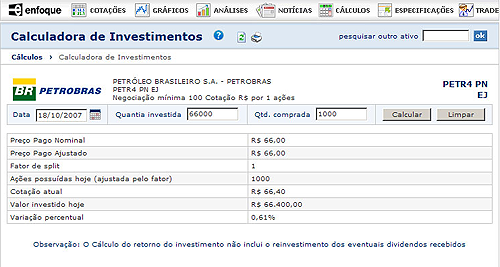 Calculadora de Invesmentos