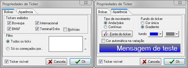 Propriedades do Ticker