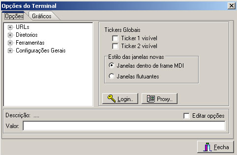 Opções do Terminal
