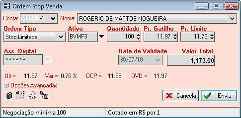 Boleta de Stop de Venda